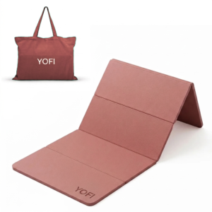 Compact Tri-Fold Travel Yoga & Exercise Mat With Tote Bag